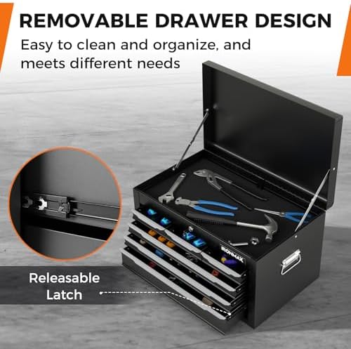ironmax 24" lockable steel tool box with 6, package contents