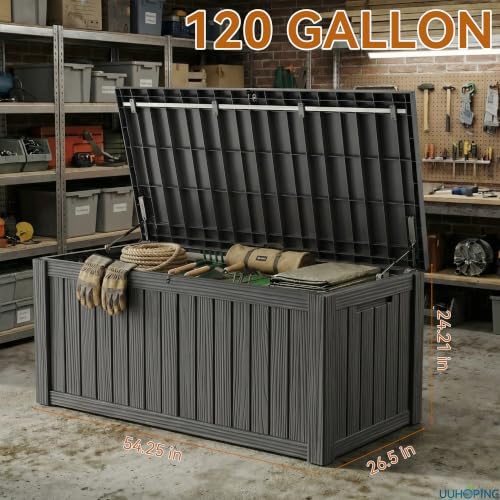rojik outdoor storage box – 150 gallon mobile, side view