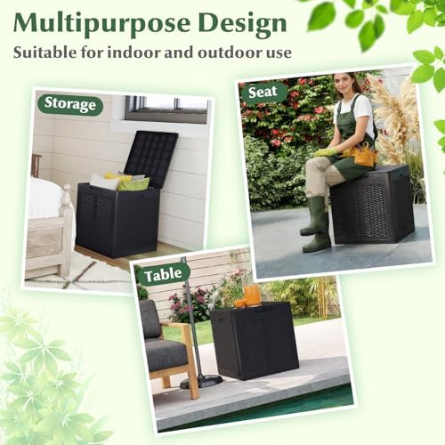 tangkula 39 gallon outdoor storage box with lockable showing dimensions