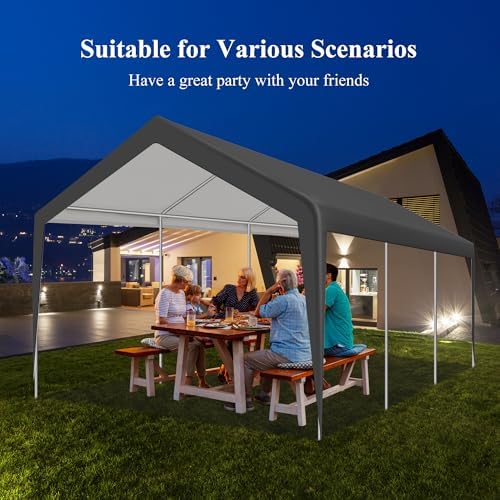 carport 12x20 ft heavy duty carport canopy, portable showing dimensions