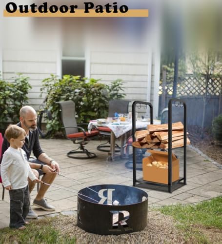 2-tier fireplace firewood rack holder for indoor outdoor on a desk or shelf