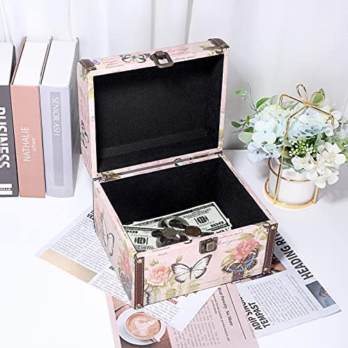 elldoo decorative treasure chest box, wooden + pu on a desk or shelf
