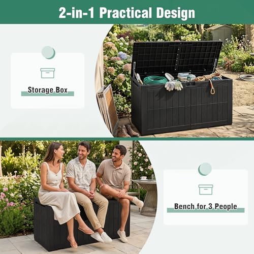 tangkula 120 gallon waterproof outdoor storage box with, close-up detail
