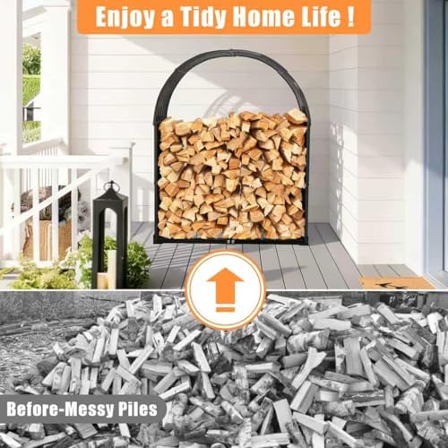 heavy duty firewood rack with top cover, outdoor on a desk or shelf