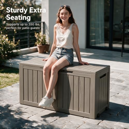 92 gal deck box,waterproof resin outdoor storage gas, package contents