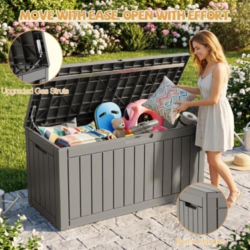 outdoor storage box waterproof, 180 gal gen 2, side view