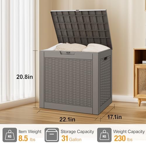 kamaboko 31 gallon outdoor storage box waterproof deck shown in use