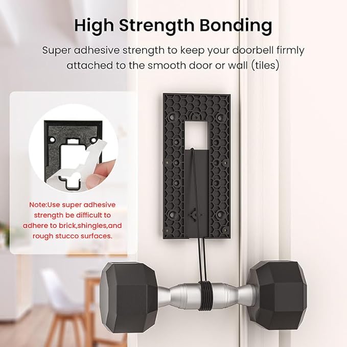 No-Drill Adhesive Mount for Ring Video Doorbell, Doorbell Bracket for Home - Image 7