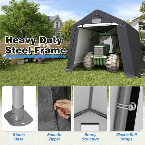 8' x 14' outdoor storage shelter shed, portable, close-up detail