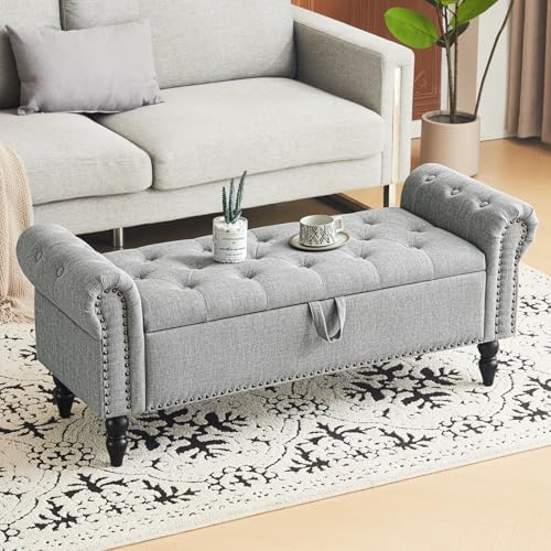furniliving 51” bedroom bench, end of bed bench, front angle view