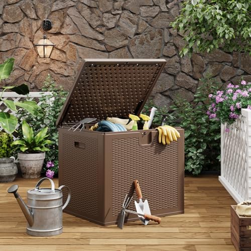 80 gal outdoor deck storage box lockable waterproof, view 9