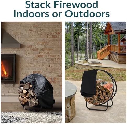 sunnydaze outdoor firewood rack with cover, heavy-duty steel, close-up detail