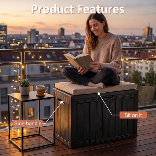 55 gal outdoor storage box waterproof lockable deck, package contents