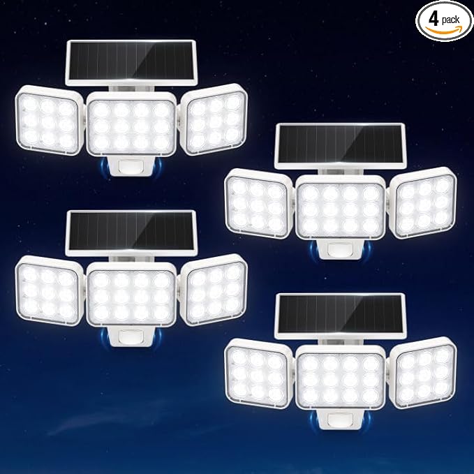 WdtPro Solar Lights Outdoor Motion Sensor 4Pack, 3500LM Bright Solar Flood by WdtPro