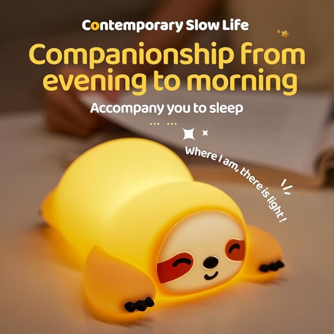 ATSUI Sloth Night Light, LED Squishy Novelty Animal Lamp, Food Grade Silicone - Image 6