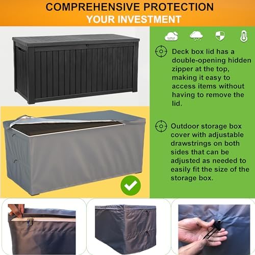 deck box cover - outdoor storage box cover showing dimensions