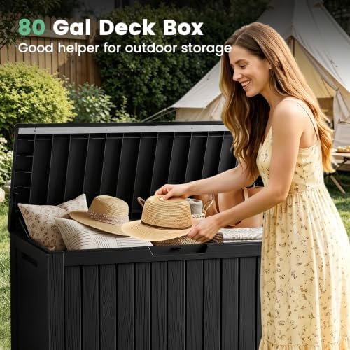 80 gallon outdoor storage box, waterproof resin deck, close-up detail