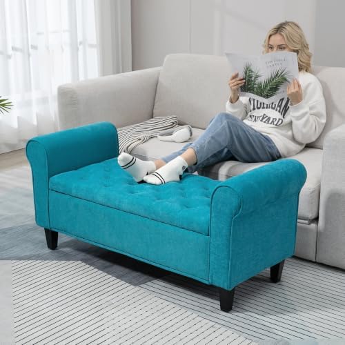 homcom storage ottoman bench 50" with lift top, front angle view