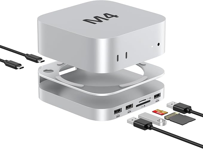 Akyyajaure Mac mini Hub: 9 in 1 Aluminum Stand & Dock by AKKYAJAURE