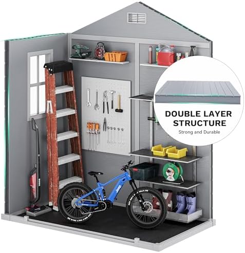 dwvo 6x4ft resin outdoor storage shed with floor, package contents