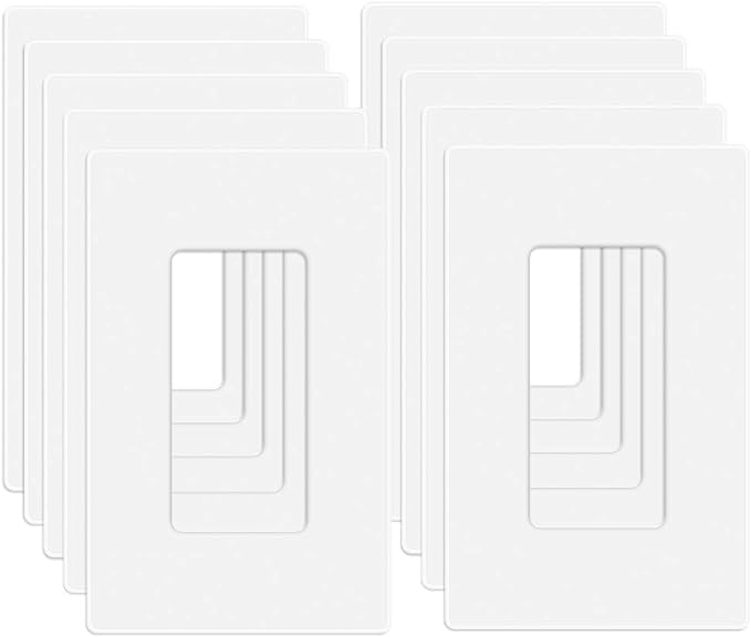 MLLIZH 10 Pack 1-Gang Screwless Wall Plate, Outlet Cover Plates, 4.57” H x by MLLIZH