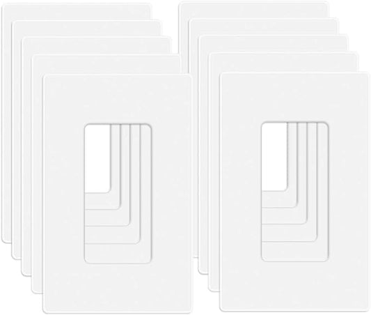 MLLIZH 10 Pack 1-Gang Screwless Wall Plate, Outlet Cover Plates, 4.57” H x by MLLIZH