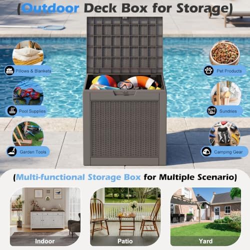 outdoor storage box waterproof, 31 gallon deck box, close-up detail