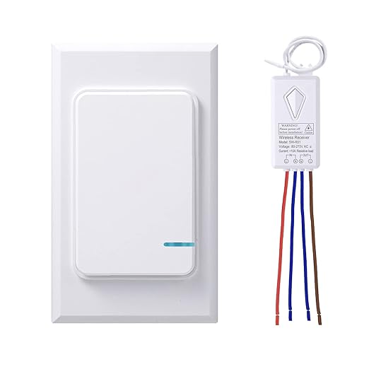 Thinkbee Wireless Light Switch and Receiver Kit, Mini Remote Control Switch by Thinkbee