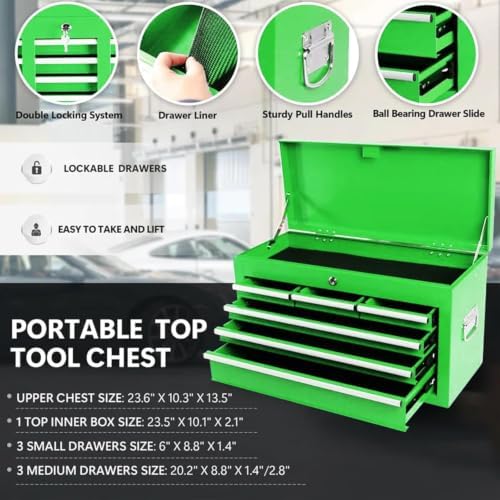 8-drawer rolling tool chest with detachable top tool, package contents