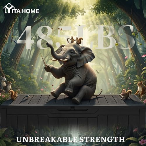 yitahome 100 gallon large outdoor deck box showing dimensions
