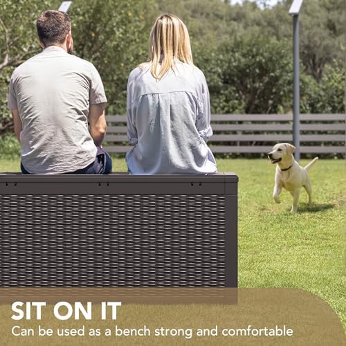 devoko 100 gallon waterproof deck box, resin large, close-up detail