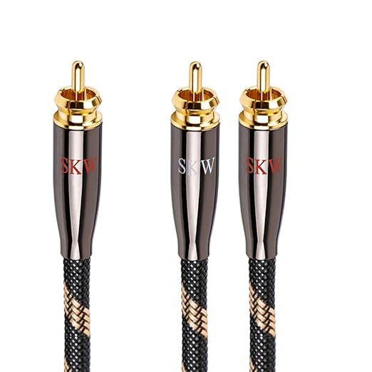 SKW RCA Y Splitter Cable 1 Male to 2 Male Subwoofer Cord, BG Series Ultra-high by SKW