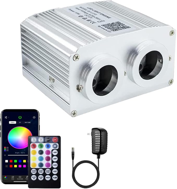AZIMOM Dual Port 16W Twinkle Fiber Optic Starlight Box Sound Activated RGBW by AZIMOM