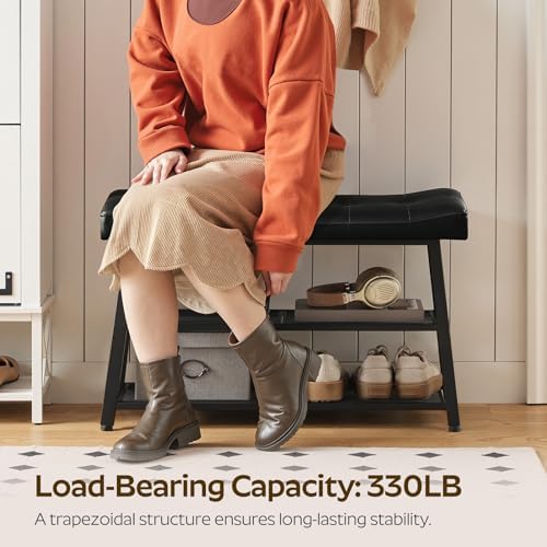 yatiney shoe bench, 3-tier shoe rack, entryway bench showing dimensions