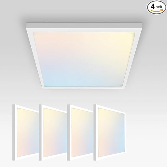 ASD LED 12" Square Flush Mount Ceiling Light Fixture, Low Profile Surface by ASDLightingCorporation
