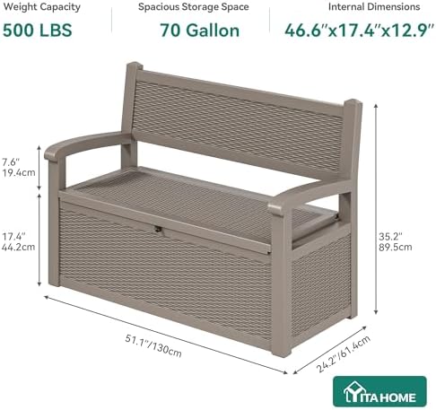 yitahome 80 gallon storage bench deck box, package contents