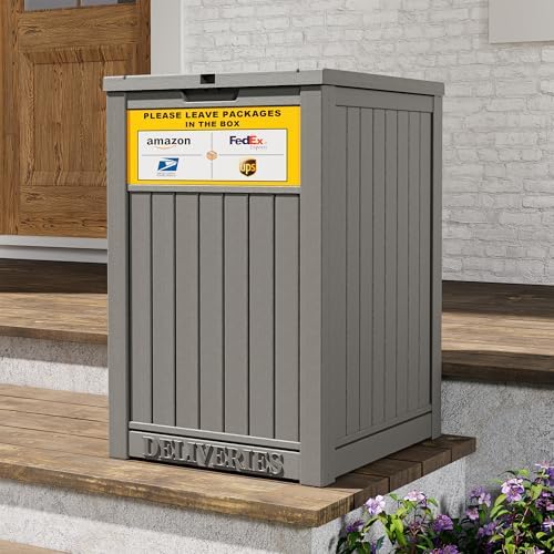 package delivery box for outside, outdoor storage box, front angle view