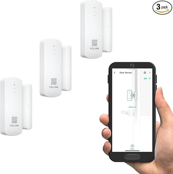 YoLink LoRa Smart Door & Window Sensor 3-Pack: Door Left-Open Reminders by YoLink