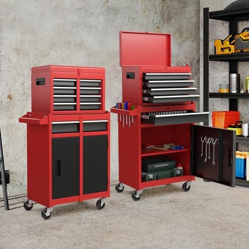 tangzon rolling tool chest, 2-in-1 large capacity tool shown in use