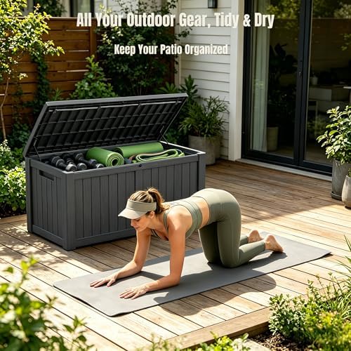 makino 151 gallon large resin outdoor storage box, package contents