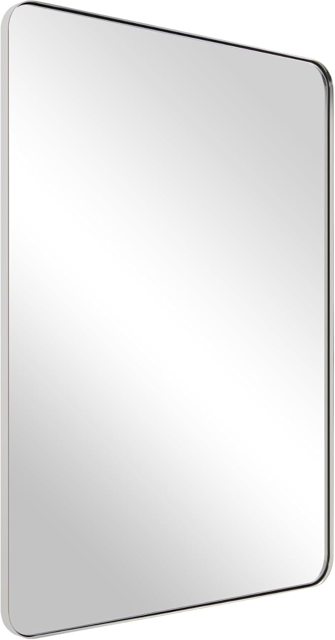 ANDY STAR Chrome Mirror for Bathroom, Rectangular Stainless Steel Rounded by ANDYSTAR