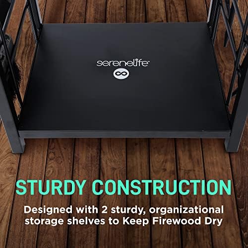 serenelife firewood storage rack - heavy duty wood, side view