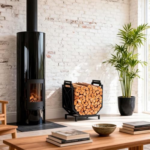 hihaduum firewood rack outdoor indoor - firewood holder on a desk or shelf