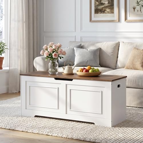 choezon storage bench, 47.2" large wooden storage chest on a desk or shelf