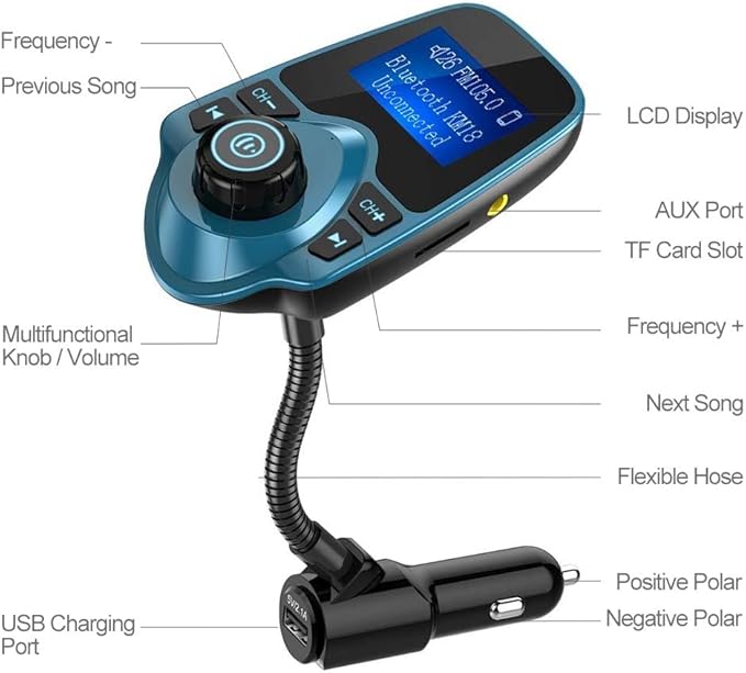 Nulaxy Bluetooth Car FM Transmitter Audio Adapter Receiver Wireless Handsfree - Image 4