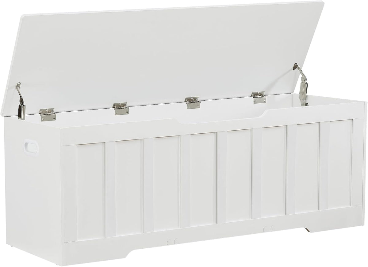 vankiley 51.2" storage chest extra large,wooden storage bench,white, main product view