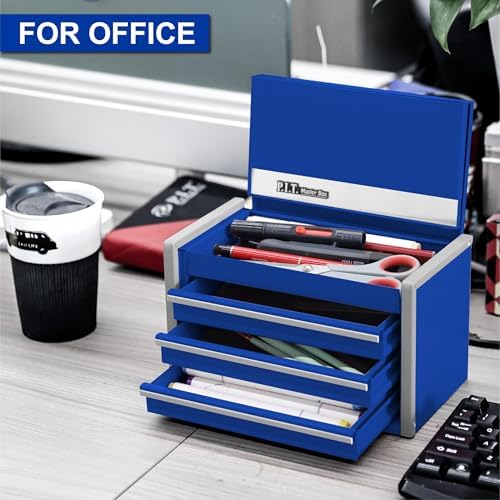 p.i.t. mini tool box,3 drawers small metal toolbox, side view