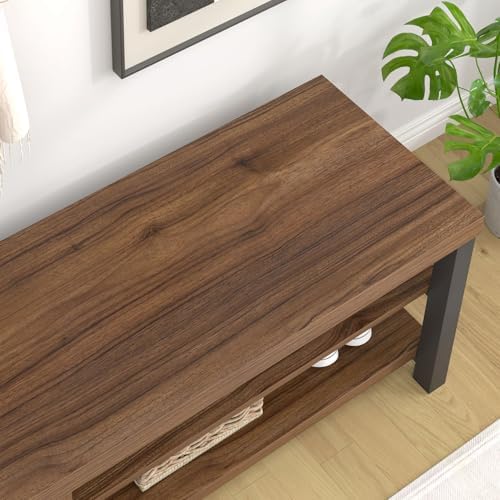 foluban entryway bench, modern wood shoe bench for, side view