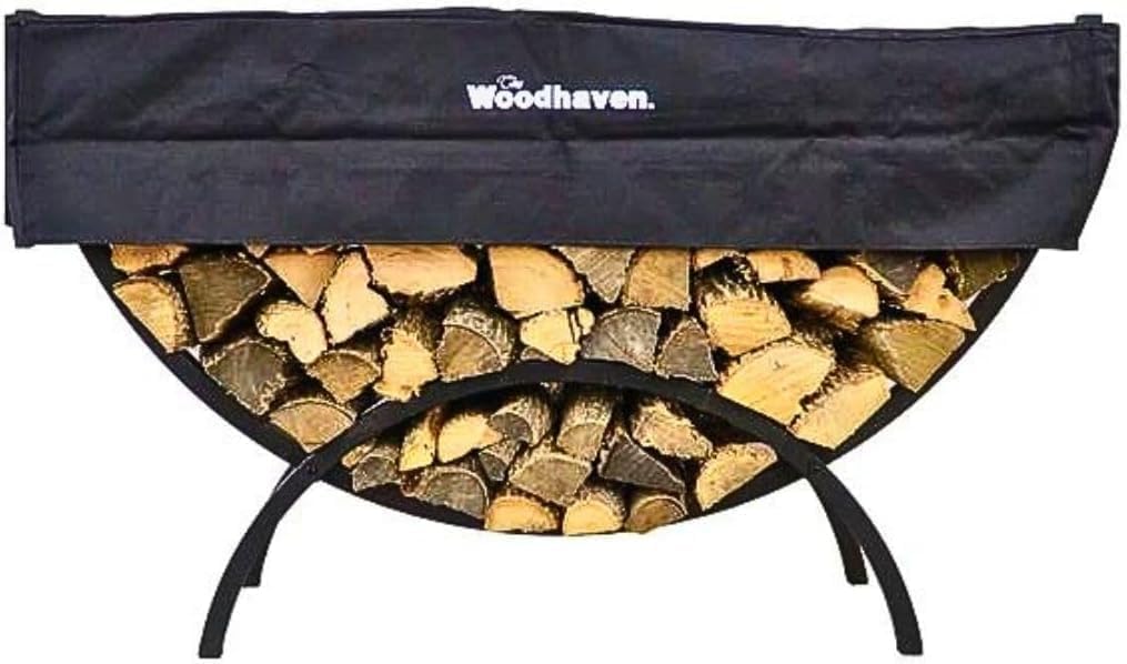 woodhaven black crescent firewood rack with cover (5, main product view