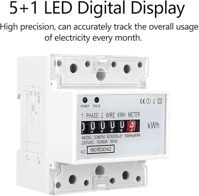 Watris Veiyi DDM75S 10-40A Single Phase KWH Meter, 4P Din Rail Energy Meter - Image 3